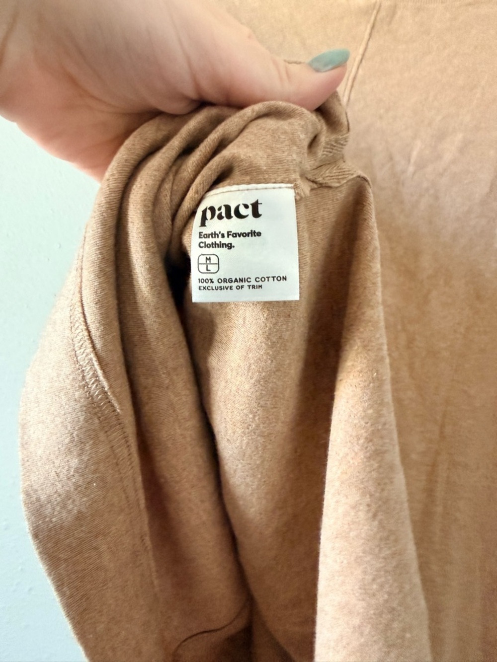 New - PACT Airplane Long Sleeve Poncho M/L Taupe Organic Cotton - Picture 2 of 5